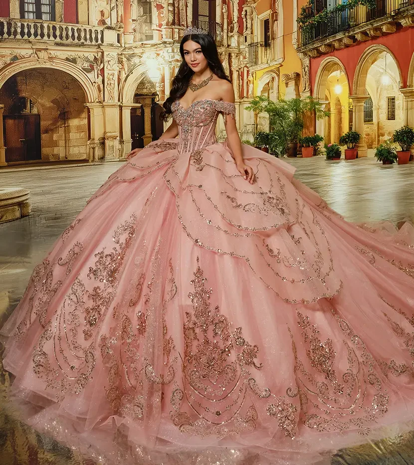 Model wearing a quinceanera dress by Princesa by Ariana Vara, desktop