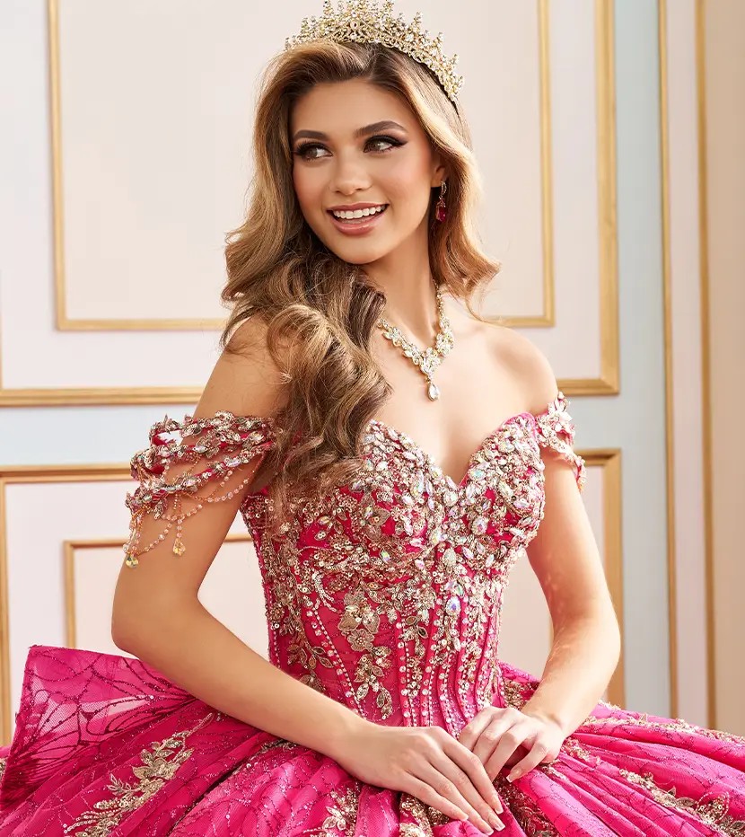 Model wearing a quinceanera dress by Princesa by Ariana Vara, desktop